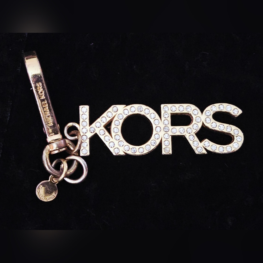 Michael Kors Gold Pave Crystal KORS Logo Bag Charm/Keychain 4"L